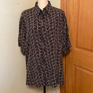 Black swanky artsy striped button down